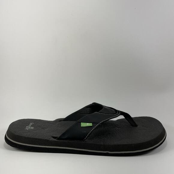 Sanuk Beer Cozy 2 Flip Flops Mens Size 9 Black Yoga Mat Comfort Sandals - Picture 1 of 9